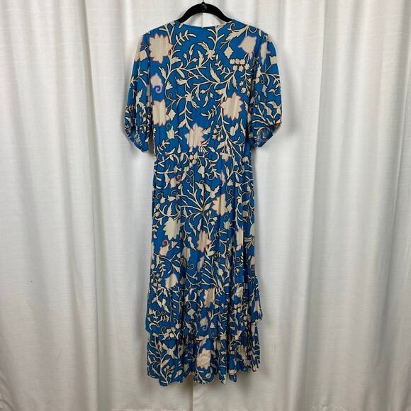 Knox Rose Blue Floral Paisley Wrap Midi Dress Sz.L NWT - Picture 11 of 15